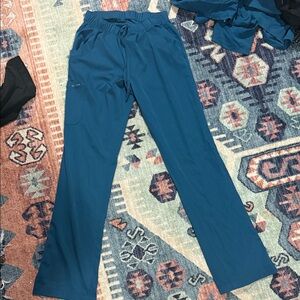 healing hands Teal Boot Cut Scrub Pants with Drawstring Waist